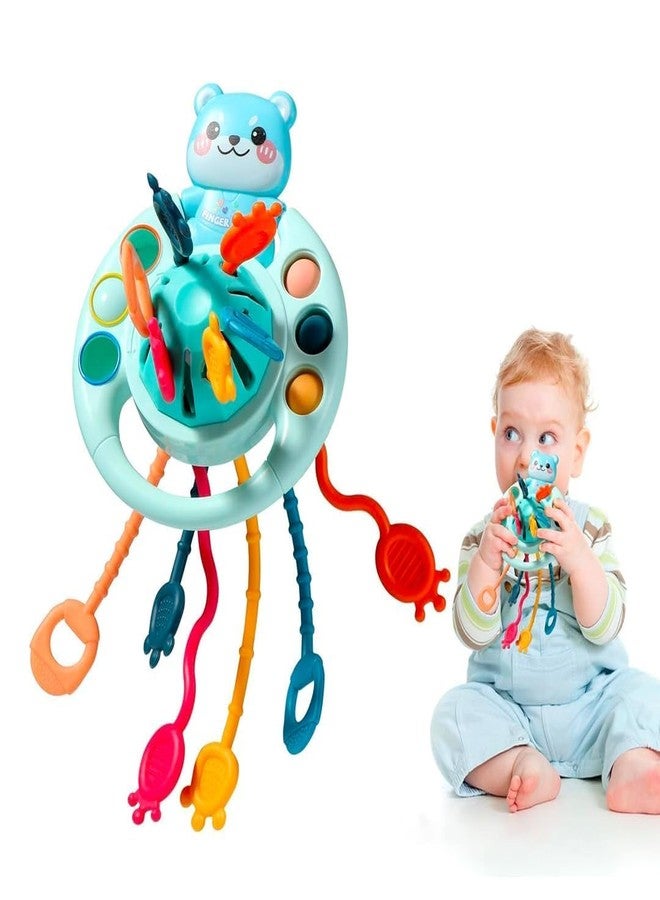 Dangfly Pull String Toy for Babies Teething Strings Sensory Montessori Toys Baby Girl,Travel Toy for 6+Months Boy Food Grade Silicone Fine Motor Skills Toy for Toddlers (Kitten) - Image 1
